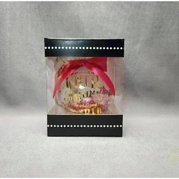 Charming Charlie Other - Christmas Ornament 3.5" Glass Ball - Charming Charlie White Christmas / Red Wine